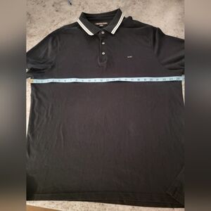 ♡Michael Kors Black Polo Shirt White Stripe On Collar. A5